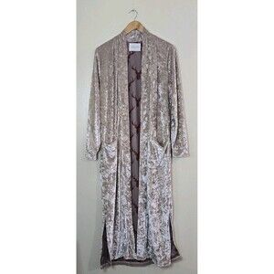 Panache Apparel Crushed Velvet Duster Cardigan Small Maxi Boho Chic Cabincore
